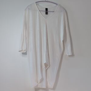 bobi | White Lightweight 100% Cotton V-Neck Tunic Top Size L